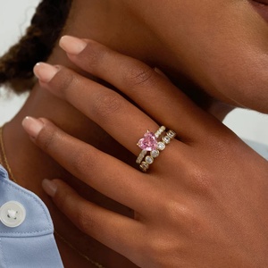 แหวนแฟชั่น แหวนเพชรชมพู เครื่องประดับชั้นดี แหวนผู้หญิง ไม่หมอง ล่าสุด แหวนดีไซน์ไม่ซ้ำใคร แหวนแฟชั่นสำหรับผู้หญิง - Product Image 2