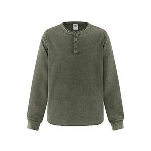 Chemises en coton à manches longues <span class=keywords><strong>Henry</strong></span> Neckline Waffle Batik Wash Old Irregular Hem - Style pull-over et hip-hop Automne/Été 2025 - Product Image 3