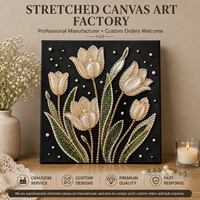 Toile vierge tendue avec cadre intérieur en bois massif pour la peinture au diamant, décoration murale artistique DIY, taille personnalisée, sans perles de diamant incluses