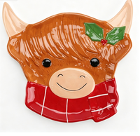 Assiette de service en céramique en forme de vache des Highlands, plateau de dîner fantaisie au design animalier pour la décoration de table, service de repas et cadeau