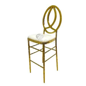 Golden Stainless Steel Wedding Bar Stools <strong>Bamboo</strong> High Bar <strong>Chairs</strong> for Hotels - Product Image 3