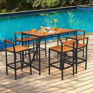 MORE DESIGN Muebles <span class=keywords><strong>de</strong></span> balcón baratos Parte superior <span class=keywords><strong>de</strong></span> <span class=keywords><strong>madera</strong></span> pata <span class=keywords><strong>de</strong></span> metal Rectangular Piscina <span class=keywords><strong>Patio</strong></span> Jardín <span class=keywords><strong>de</strong></span> <span class=keywords><strong>madera</strong></span> <span class=keywords><strong>Bar</strong></span> Comedor Mesa al aire libre - Product Image 3