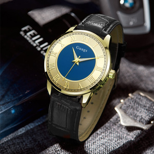 Reloj de cuarzo para hombre de acero inoxidable, esfera redonda, correa de cuero genuino, esfera con números romanos. - Product Image 6