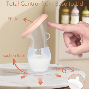 Tire-lait manuel en silicone, collecteur de lait mains libres, qualité alimentaire sans BPA, <span class=keywords><strong>base</strong></span> d'aspiration portable pour l'allaitement avec sangle - Product Image 2