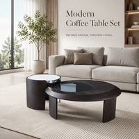 Table basse moderne en verre pour petits espaces, plateau en dalle de roche haut de gamme, ensemble de salon de luxe léger, aucun assemblage requis, personnalisable