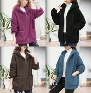 Manteaux d'hiver pour femmes pas chers, en fourrure, à manches longues, avec fermeture éclair, chauds et tendance - Product Image 2