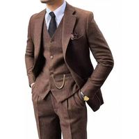 Promo Panas 3 Potong Jas Formal Bisnis Warna Coklat Polos Model Single Breasted