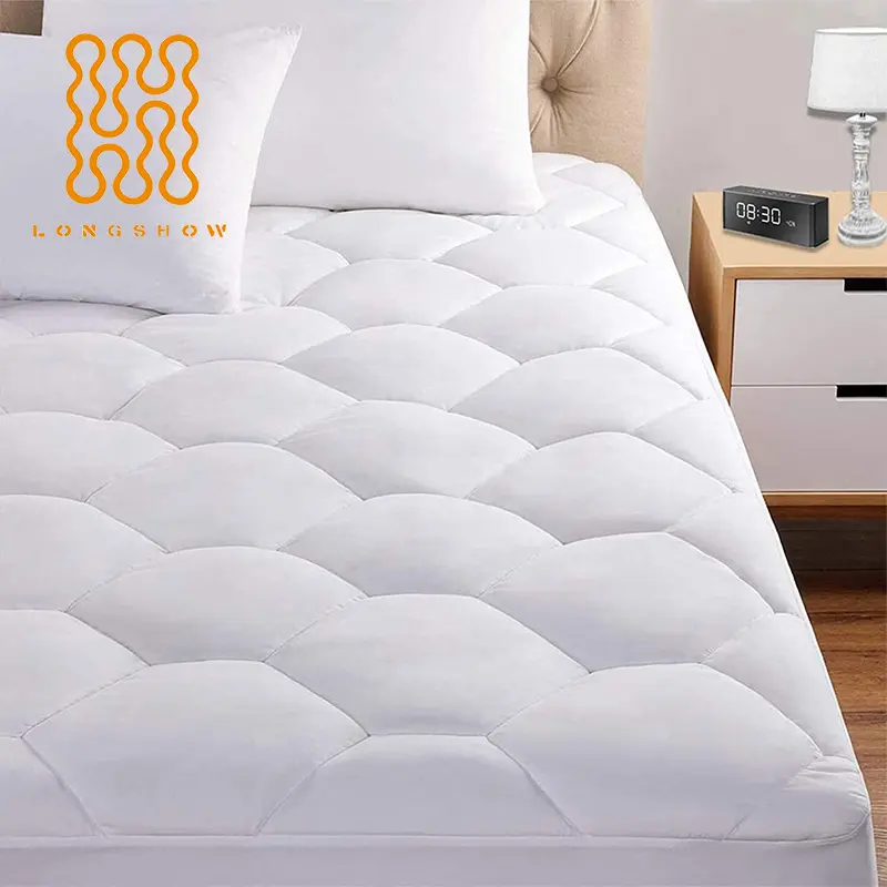 Colchón acolchado Premium para cama, alfombrilla protectora esponjosa ajustada y elástica para hotel