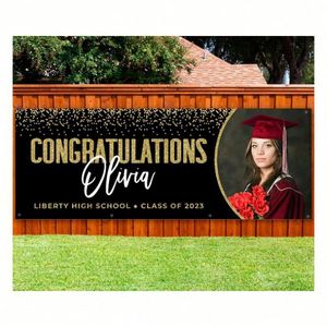 2025 Custom Personalized Graduation Vinyl <b>Banner</b> Digital Printing Polyester School Colors Parties Lawn Signs Graduation Gifts - Product Image 1