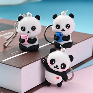 Promotion Small Gift Wholesale Cute Cartoon PVC Plastic Metal Coin Holder Lightweight Digital Printing Playful Keychain Panda