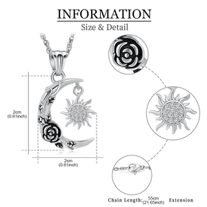 Kremasyon takı hilal ay ve güneş gül <span class=keywords><strong>Ashes</strong></span> kolyeler kadınlar için erkekler anıt insan külleri kolye - Product Image 2