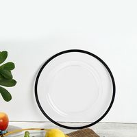 Assiette de présentation noire à bordure noire 13 pouces, assiettes de présentation en acrylique transparent pour mariage, sous-assiette