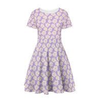 Tissu Popeline de Coton Peigné Imprimé Chrysanthème Violet Clair, Respirant et Doux pour Vêtements
