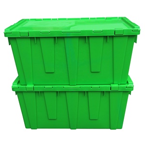 QS 680*430*320mm <strong>Small</strong> Clear Nest Plastic Logistic Storage Box Organizer Container <strong>Bins</strong> Tote with Lid Heavy Duty Industrial - Product Image 5