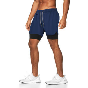 Erkek 2 in 1 koşu şort spor egzersiz hızlı kuru erkek şort ile telefon cebi - Product Image 5