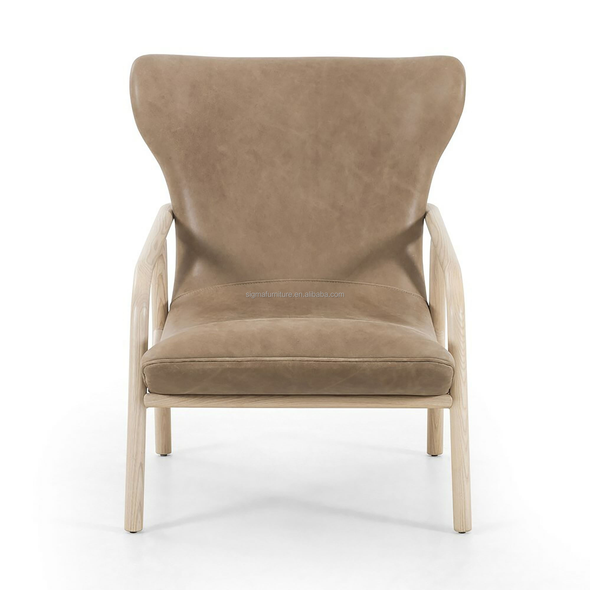 Furniture Accent Style Living Room Wood Frame Leather Armchair Wingback Chair