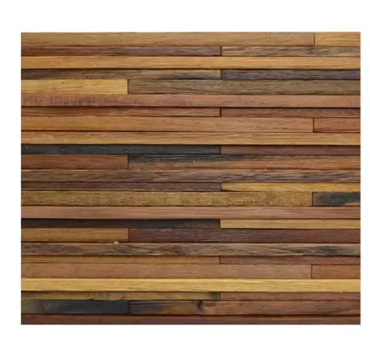 لوح حائط خشبي ثلاثي الأبعاد بتصميم فسيفسائي عتيق من الخشب بتصميم جذاب ومناسب للسعر