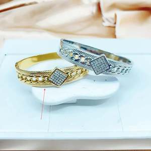 Fashion Bangle 316L Stainless Steel PVD Gold Plating Square <b>Crystal</b> Design Women's Jewelry <b>Bracelet</b> - Product Image 1