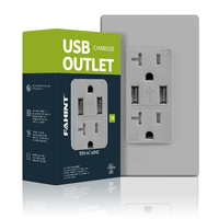 5.0A 20Amp 125V prise de chargeur de sortie USB prise murale électrique domestique avec prise USB type-a UL listée inviolable prise USB résistante