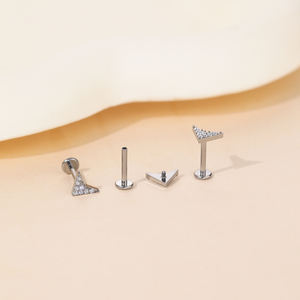 Titanio roscado interno redondo CZ Chevron <span class=keywords><strong>flecha</strong></span> tachuelas traseras planas para cartílago de oreja <span class=keywords><strong>Tragus</strong></span> Labret Piercing para el cuerpo joyería - Product Image 4