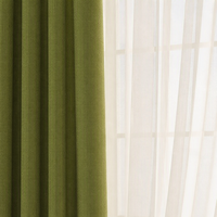Rideaux occultants en chenille à chevrons vert matcha pour salon et chambre, style américain, pour fenêtre standard