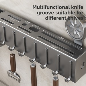 Giá để đồ đa năng gắn tường bằng kim loại hút chân không không cần khoan, đựng đũa, dao, khăn, giá để đồ nhà bếp - Product Image 3