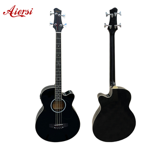 [Démo vidéo] AIERSI couleur noire guitare 4 cordes basse instrument de musique acoustique avec micro 4 bandes avec préampli accordeur intégré - Product Image 1