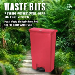Cestino per rifiuti a pedale in resina rosso 68 L per uso interno ed esterno - Product Image 3
