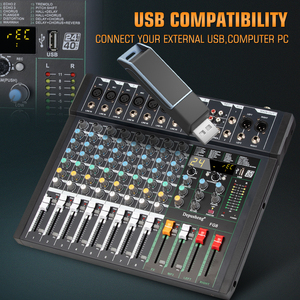 New Arrival FG8 Stage Performance 48V Phantom Power 8 Channel Professional Audio Mixer - Product Image 3