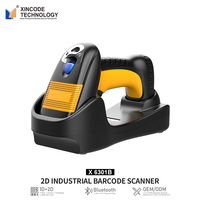 Pemindai Barcode Industri 2D Xincode Genggam 2.4G Pembaca Barcode Nirkabel Pemindai Kode QR dengan Basis untuk PCB X-6301B
