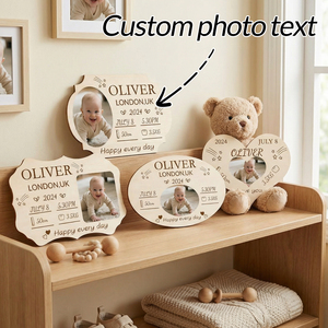Décoration murale en bois pour chambre d'enfant, cadeaux de naissance, ornement commémoratif créatif - Product Image 4