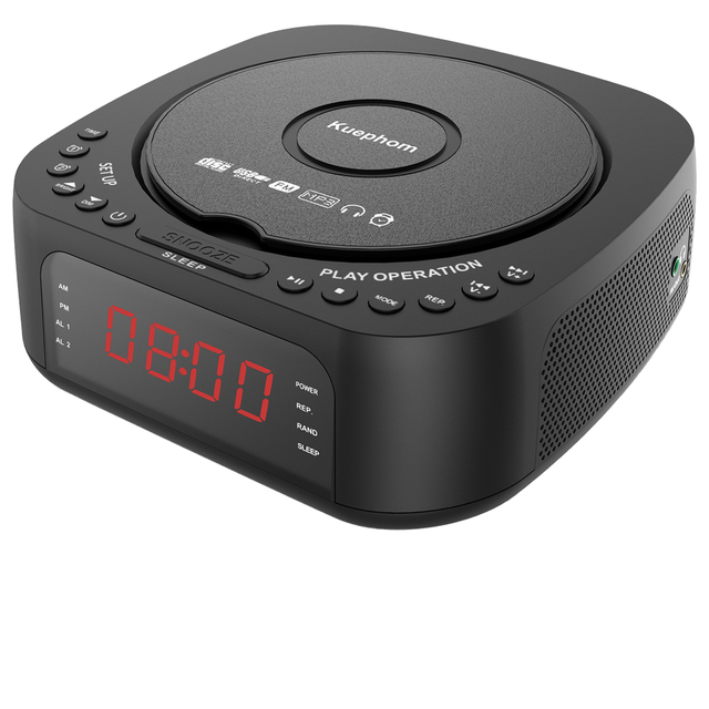 Desktop DVD Player with Retro Design, Bluetooth, CD, USB, Radio, Alarm Clock, Customizable MP3 Player, Multi-function Speaker