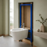 Ensemble WC suspendu Hung avec bidet intégré, cuvette de toilette, réservoir encastré, finition mate, design artistique et élégant
