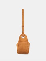 Tas Selempang Wanita Bahan Suede Desain Jahitan Kontras Mini Hobo  Dompet Wanita Kantong Samping Logo Custom
