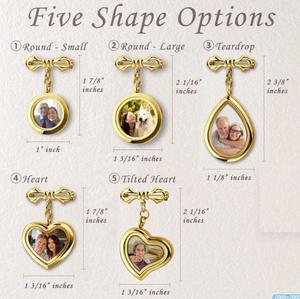 Placa de Fotos con Forma de Corazón de Doble Cara, Broche de Solapa Unisex para Niños, para Compromiso, Boda, Fiesta, Chapado en Oro, Regalo - Product Image 5