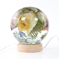 INTODIY Moule en silicone pour boule de cristal sphérique intégrée avec compte-gouttes en résine époxy et fleurs séchées, effet miroir