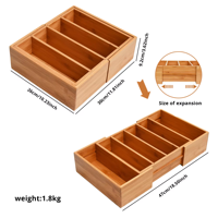 Vente en gros de supports extensibles pour casseroles et poêles en bambou, récipient de stockage des aliments, couvercle, organisateur pour ustensiles de cuisine