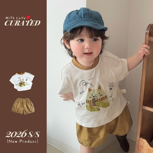 Vêtements d'été pour bébés de 1 an, t-shirts à manches courtes et shorts à motifs militaires, ensembles tendance et mignons pour garçons, en coton de classe A - Product Image 3