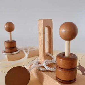 <span class=keywords><strong>Casse</strong></span>-tête classique en <span class=keywords><strong>bois</strong></span> avec anneaux à cordes, défi mental central pour adultes et enfants - Product Image 4