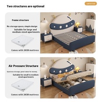 Lit enfant moderne et élégant à thème de dessin animé, avec rangement, revêtement en cuir véritable, structure en bois, taille Queen