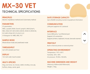 MX30V วิเคราะห์อัตโนมัติ3ส่วนเครื่องวิเคราะห์โลหิตวิทยาสัตวแพทย์ขนาดกะทัดรัดอุปกรณ์วิเคราะห์เลือดอุปกรณ์วินิจฉัยทางสัตวแพทย์ - Product Image 4