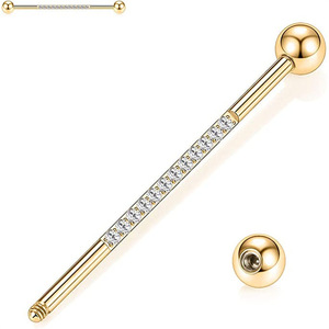 Clous d'oreilles en acier inoxydable avec zircon, 1,6*38*55MM, sertissage en canal, pour piercing de cartilage - Product Image 3