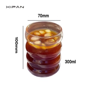 Copo Criativo de Vidro Borossilicato Ondulado Resistente ao Calor, Durável e Elegante, com Efeito Ondulado, Empilhável, 300ml, para Café Gelado, Lavável na Máquina de Lavar Louça - Product Image 5
