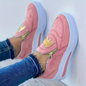 أحذية رياضية كورية كلاسيكية للنساء، أحذية عصرية جديدة بمقاسات كبيرة بلون موحد سهلة الارتداء مصنوعة من قماش متنفس للخريف والربيع والصيف - Product Image 2