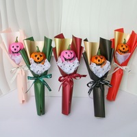 Meilleure vente transfrontalière : Décoration de bouquet de citrouilles souriantes réalistes à tige unique, thème Halloween, Noël, Pâques, style poupée bulle