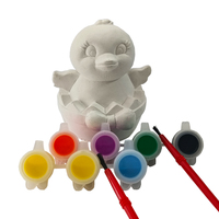 Elsas pâques poussins œufs avec jouets décoration statue en céramique plâtre peinture kits bricolage peinture matériel kit