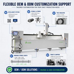 Machine de perçage et de fraisage CNC pour profilés en aluminium JUNDE 3.5KW/9KW, traitement des cadres de fenêtres en bois et en plastique - Product Image 2