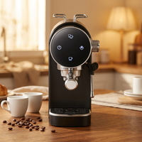 Machine à expresso électrique semi-automatique Home Barista, 120V, prise US, 15 bars, commande tactile, cafetière rétro, mousseur à lait