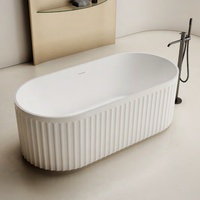Baignoire ovale de luxe moderne pour hôtel, design contemporain, baignoire autoportante blanche, facile à nettoyer