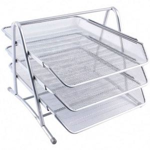 Office Desk Organizer Metal Mesh 3 Tier Desktop Document <b>File</b> <b>Tray</b> - Product Image 4